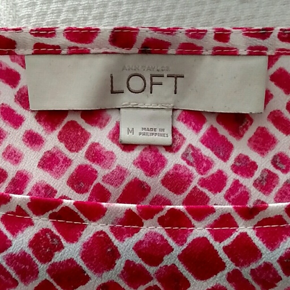 Ann Taylor Loft pink and white top - Picture 2 of 3